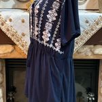 Charmed Hearts Tempted Hearts Blue and White Embellished short Sleeve Tunic Photo 2