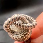 Judith Ripka  Sterling Silver Black Braided Leather CZ Heart Charm Necklace Choke Photo 3