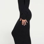 SKIMS NWT Cozy Knit Off the Shoulder Dress XL Onyx Photo 2