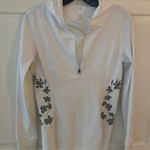 Fabletics ‎ White Floral Quarter Zip Long Sleeve Hoodie Activewear Photo 0