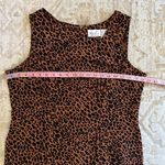 Vintage 90’s animal print sleeveless sheath dress career chic retro Brown Size 14 Photo 5