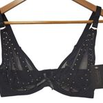 Frederick's of Hollywood NWT Rozlyn Black & Gold Stud Underwire Sheer Bra - 32DD Photo 0