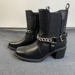 Pazzle Chain Accent Ankle Boots Women's Black Block Heel Square Toe Sz 7.5 NWOT Photo 3