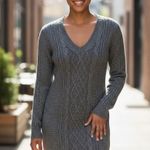 Abercrombie & Fitch Preppy Cable Knit Sweater Dress S Gray Photo 0