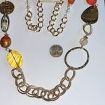 Laura Ashley  Gold Tone Link Chain Beaded Colorful Boho Necklace Photo 4