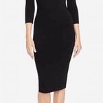Rachel Roy Black Long Sleeve Open Back Knit Ribbed Long Sleeve Sheath Dress S Photo 1