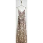 Mac Duggal  Sequin Strappy Cutout Tulle Gown in Oyster Size US 8 Photo 2
