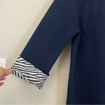 J. McLaughlin  Navy Blue Zebra Print Cuffs Open Knit Cardigan Coat Size‎ M Photo 3