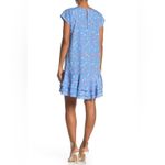 Joie  Coreen Blue Floral Drop Waist Mini Summer Dress Cap Sleeves Keyhole NEW Photo 5