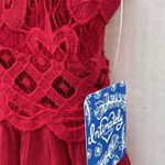 Free People NWT Womens size small cherry red Adella lace cross strap Cami top Photo 7