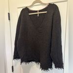 Free People Cozy Irresistible Fringe Wool Linen Blend Sweater BlackBrown Size XS Photo 2