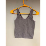 Yelete Women's Gray Ribbed V-Neck Tank Top Photo 2