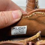 ALDO  Kubasek Brown Faux Leather Three Gold Buckle Ankle Boots 7.5 Photo 3