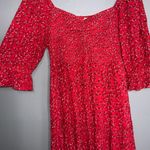White Birch Red Floral Shirred Sweetheart Square Neck Puff Sleeves Short Dress S Photo 9