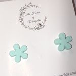 Pastel Blue Green Flower Shape Boho Retro Pierced Earrings Photo 1
