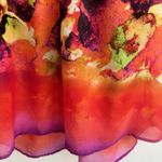 Figueroa & Flower Floral Lace Boho Cottagecore Orange Sheer V Neck L Blouse Top Size L Photo 5