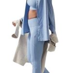 Athleta Oversized Performance Poplin Long Sleeve Shirt in Heron Blue Size S Photo 1