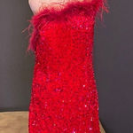 Women’s Pink Short Feather & Sequin One Shoulder Prom Party Dress Size 14 *READ Pink Photo 0