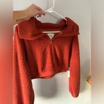 Urban Outfitters NWT BDG Teddy Pullover Quarter Zip Fleece Crop Sweatshirt Brown Teddy Soft S M L Photo 8