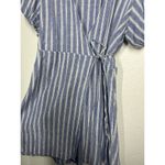 Old Navy  XXL Striped Puff Sleeve Mini Wrap Dress Blue White Photo 3