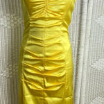 Cache Caché Yellow Satin Strapless Ruched Bodycon Cocktail Dress Photo 0