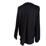 Allison Joy  Charlotte Black Faux Wrap Lace‎ Trim Long Sleeve Surplice Blouse M Photo 2