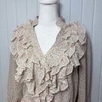 Cotton Express  Cream Floral Ruffle lightweight Blouse size S Photo 1