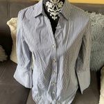 Anne Klein Black & White Striped Button-down Shirt Photo 0