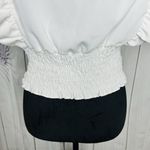 SheIn V-Neck Shirred White Sleeveless Frill Crop Top Size M Photo 9
