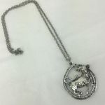 Taurus symbol zodiac Bull statement necklace silver tone 24" chain 2" pendant Photo 2