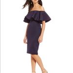 Gianni Bini  Chrissy off the shoulder scuba dress navy blue size small NWT Photo 11