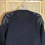 Darian Vintage 1990s Black Open Front Cardigan Sweater Silver Beading Medium Photo 10