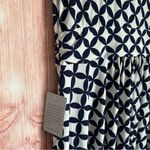 Love by Design Blue Retro Geo Print Mallory Short Sleeve Faux Wrap Dress Photo 10