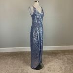 AQUA Sleeveless Sequin Evening Gown Size 6 Blue Thigh Slit Long Formal Dress by Photo 1