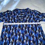 ZARA  Blue White Black Patterned 3/4 Sleeve Ruffled Hem Blouse Size M Photo 4
