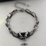 Double Chain Star Charm Bracelet for Men Women Punk Hip Hop Unisex Style Silver Photo 4
