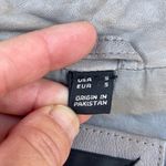 Mauritius Inka floral flower embroidered light grey leather jacket size S small Photo 12