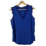 Boutique  Royal Blue Lace V-Neck Sleeveless Blouse M Photo 1