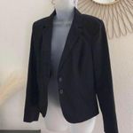 2000s Y2K Goth Dark Academia Corporate Office Siren Core Pinstriped Blazer Jacket button front long sleeve Vintage Photo 0