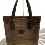 Burberry vintage classic plaid canvas tote with leather trim w/coa Photo 0