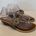 Yellow Box  Sandals Platino Flatform Toe Post‎ Glitter Rhinestones Wedding Size 8 Photo 0