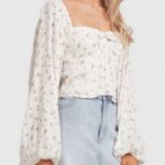 Billabong Love Somebody White Floral Blouse Top Salt Crystal Size S NWT Photo 5