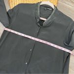 The Kooples  black silk lambs‎ leather trim button down blouse Photo 5