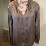 Philosophy Peasant Blouse Top Women’s Small Satin Army Olive Green Photo 0
