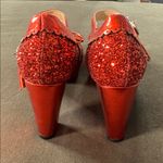 Women’s Red Sparkly Glitter Mary Jane High Heels Bow Detail Size 8 (EU 39) NEW Red Photo 6