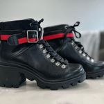 Steve Madden Black and Red Rude Combat Boots Photo 0