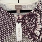 Chico's NWT Chico’s Size 2 Purple Floral Houndstooth Dolman Pullover Sweater Chico Large Photo 5