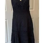 Ann Taylor VTG  NWOT Slip Dress SZ 6 Silk Dark Blue Romantic Lace Feminine Ruffle Photo 0
