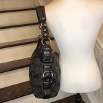 Coach  Oversized Black Charcoal Jacquard Signature C Top Zipper Hobo Shoulder Bag Photo 3