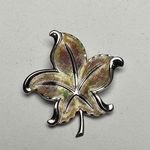 Van Dell Sterling Leaf Autumn Fall Enameled Brooch Pin Silver Photo 0
